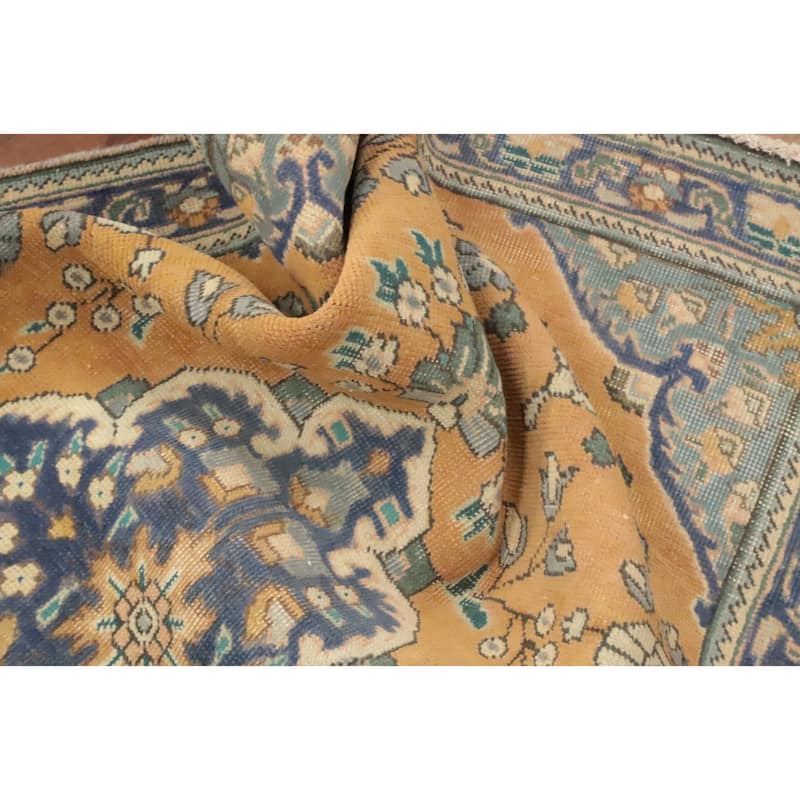 Hand Knotted Oriental 100% Wool Carpet Traditional Floral Oranges & Rust Tabriz Area Rug - 4' 4'' X 3' 3''