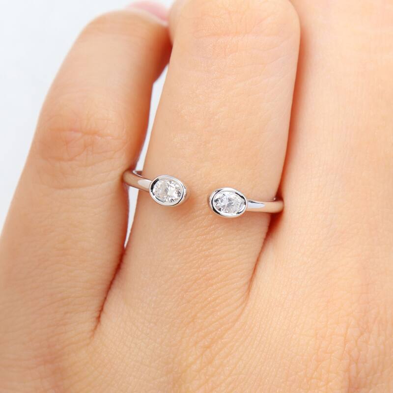 Miadora 3/8ct DEW Created Moissanite Open Ring in Sterling Silver