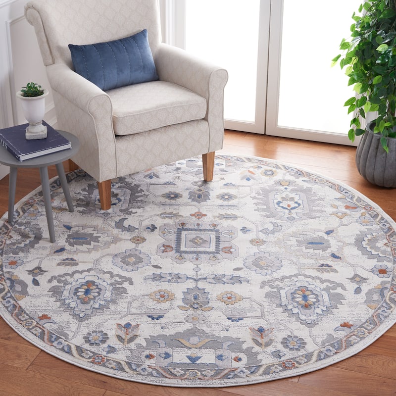 SAFAVIEH Handmade Eternal Hanan Oriental Rug - 6'7" Round - Ivory/Grey