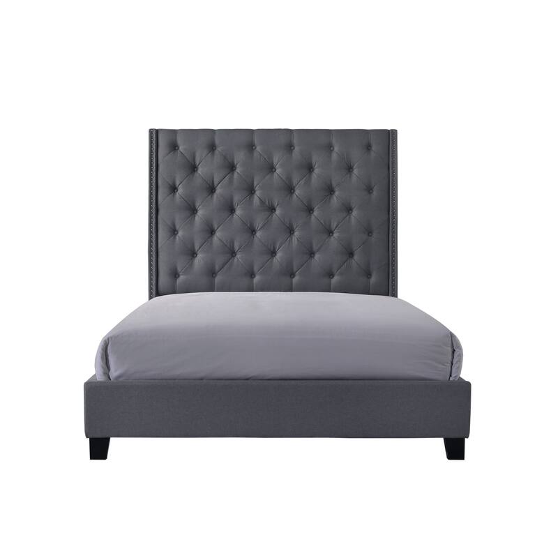Marillin Gray Velvet Upholstered Tufted Bed - King