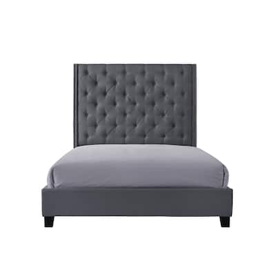 Marillin Gray Velvet Upholstered Tufted Bed
