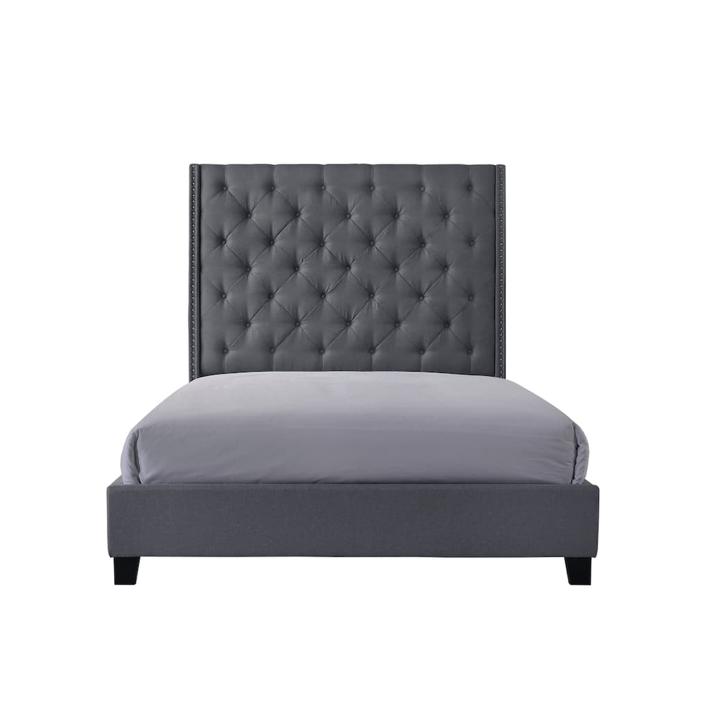 Marillin Gray Velvet Upholstered Tufted Bed