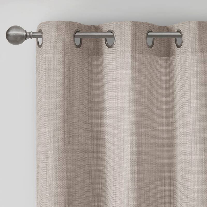 Basketweave Room Darkening Curtain Panel Pair(2 Pcs Window Panels)
