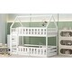 preview thumbnail 4 of 15, Twin over Twin House Bunk Bed with Fence and Door, White - Solid Pine Wood, Playful Design with Whimsical Roof and Guardrails