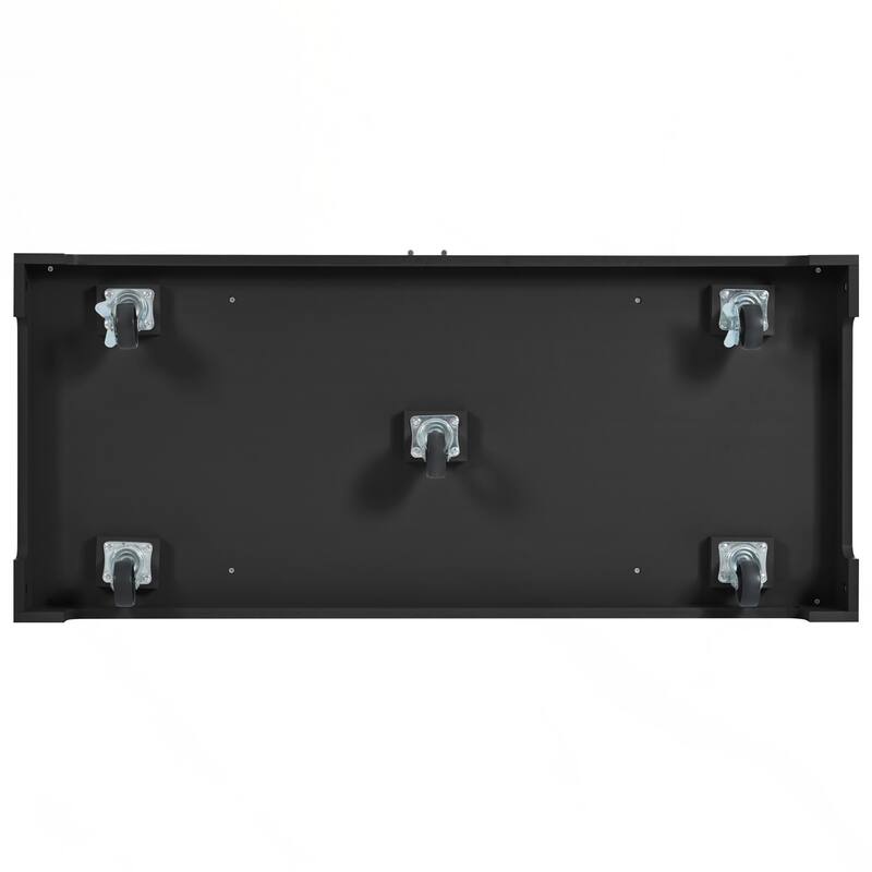 Kitchen Island with Trash Can Storage Cabinet, Power Outlet, Internal Storage Rack, Rolling Kitchen Islands on 5 Wheels