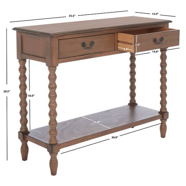 dimension image slide 0 of 6, SAFAVIEH Athena 13-Inch Wood Console Table, Traditional - 13" W x 36" D x 30" H