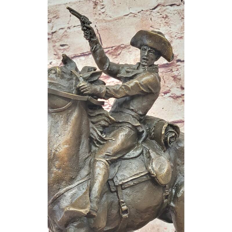 Galloping Cowboy With Revolver – Dynamic Bronze Western Sculpture Remington
