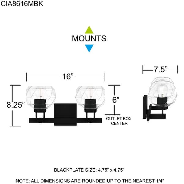 Celina 2-Light Matte Black Bath Light