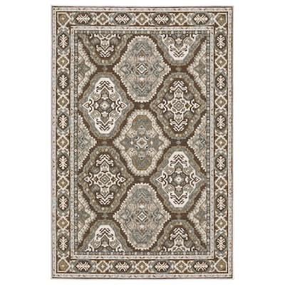 Style Haven Everly Traditional Panel Medallion Mixed Pile Area Rug