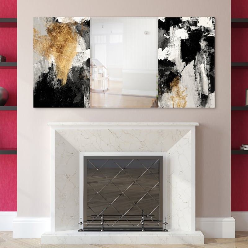 "Grey Skies" Rectangular Beveled Mirror on Free Floating Printed Tempered Art Glass - Clear - 32 x 64