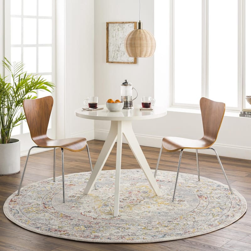 Livabliss Ankara Updated Traditional Medallion Area Rug - Taupe - 6'7" x 6'7" Round