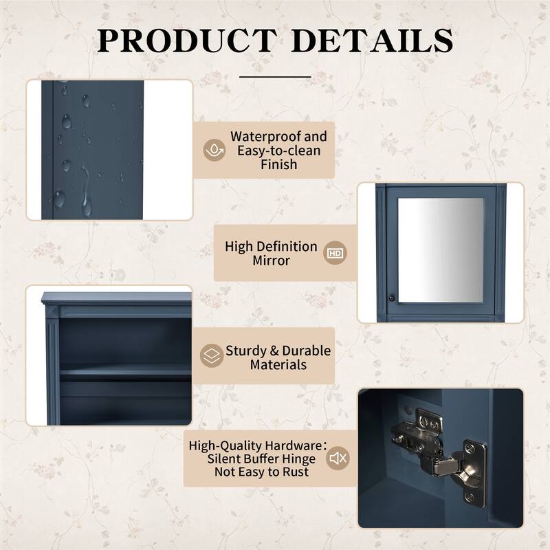24'' x 27'' Wall Mounted Bathroom Storage Cabinet with Mirror