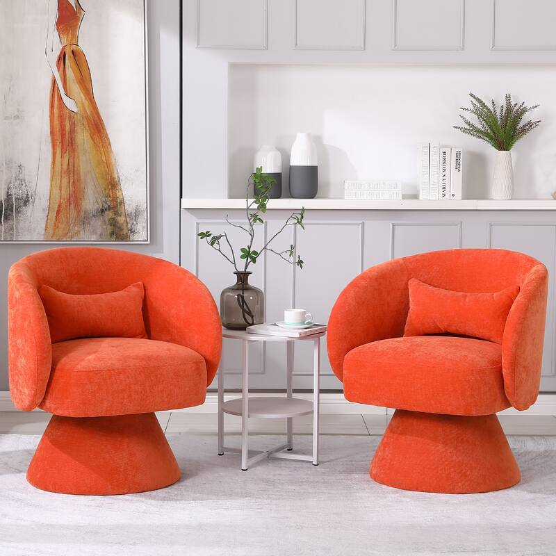 Upholstered Swivel Armchair (Set of 2) - Orange