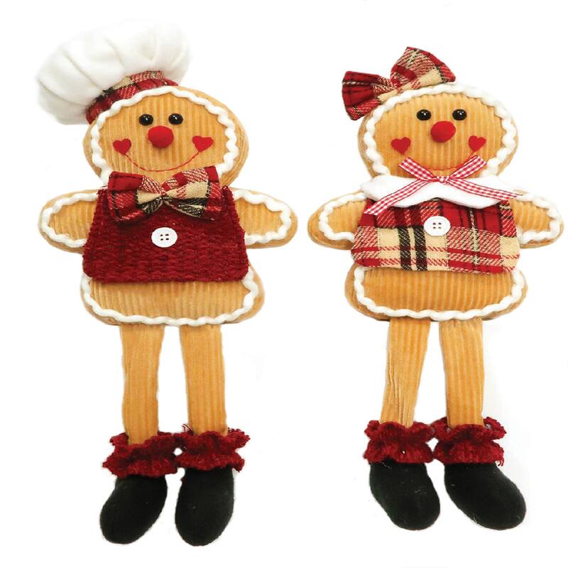 15 inch Seated Gingerbread, Set of 2 - orange