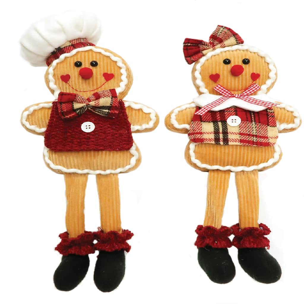 15 inch Seated Gingerbread, Set of 2 - orange