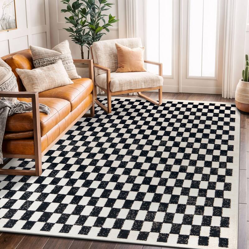 Distressed Abstract Area Rug - 5' x 7'