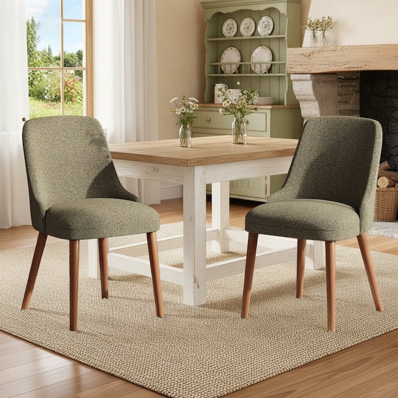 High Back Dining Chairs Upholstered Padded Kitchen Chairs Wood Legs for Restaurant Cafe