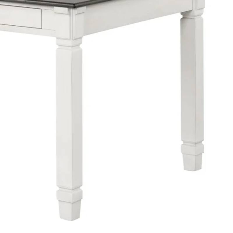 Dola Dining Table, Rustic White, Gray Wood, Rectangular 72 Inch Top - Rustic White, Gray