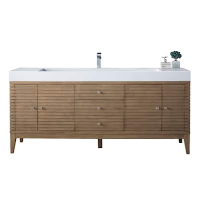James Martin Vanities Linear 72" Single Vanity, Whitewashed Walnut