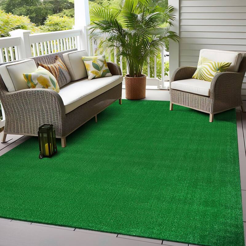 Artificial Turf Solid Grass Indoor Outdoor Area Rug - 6' 6" x 9'