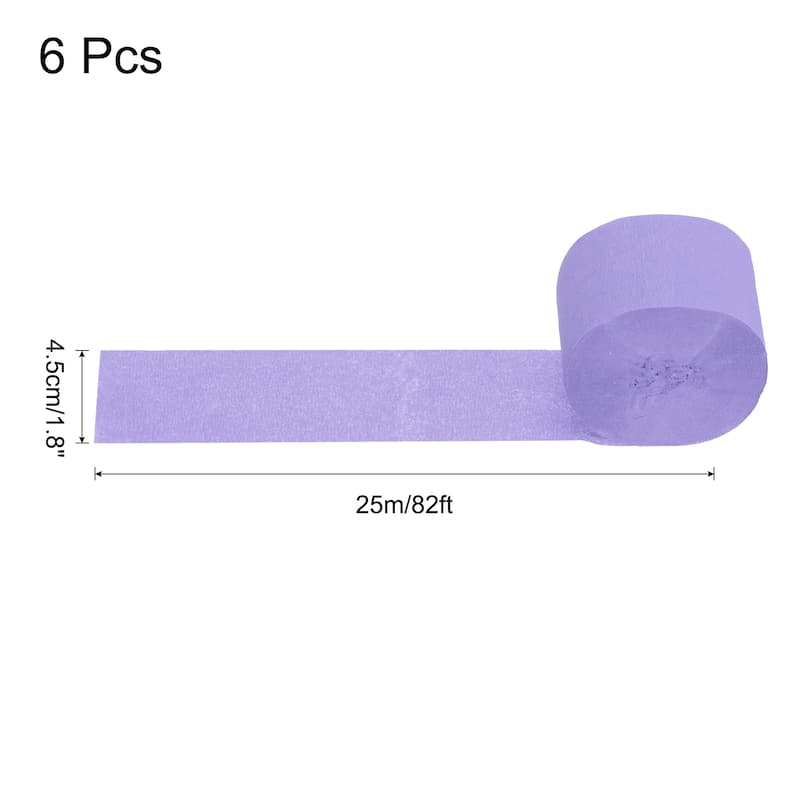 Crepe Paper Streamers 6 Rolls for Decoration - Light Purple - 1.8 in x 82 Ft/Roll