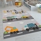 preview thumbnail 1 of 6, Kids Rug for Nursery Construction Road Play Mat with Cranes and Trucks 2'8" x 4'11"
