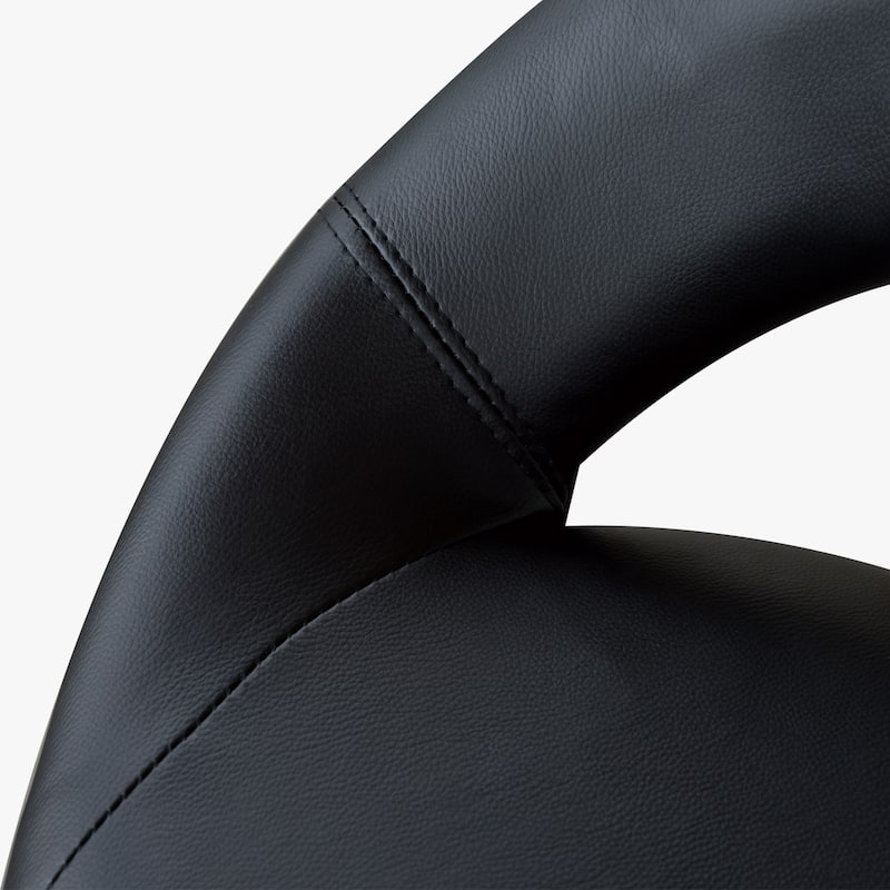 Crescent Rolling Salon Stool with Adjustable Height, Breathable Open Back, Foam Cushion Seat, and 5 Caster Wheels, Black