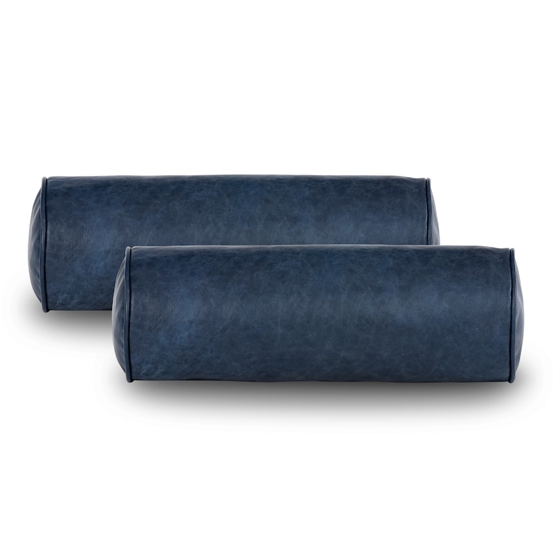 Poly and Bark Napa Leather Bolster Pillow (Set of 2)