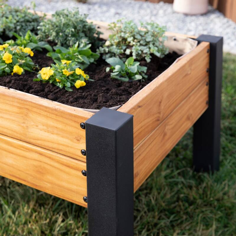 Backyard Discovery 48" Teak Wood Raised Garden Bed Planter Box - 3'8" x 2'0"