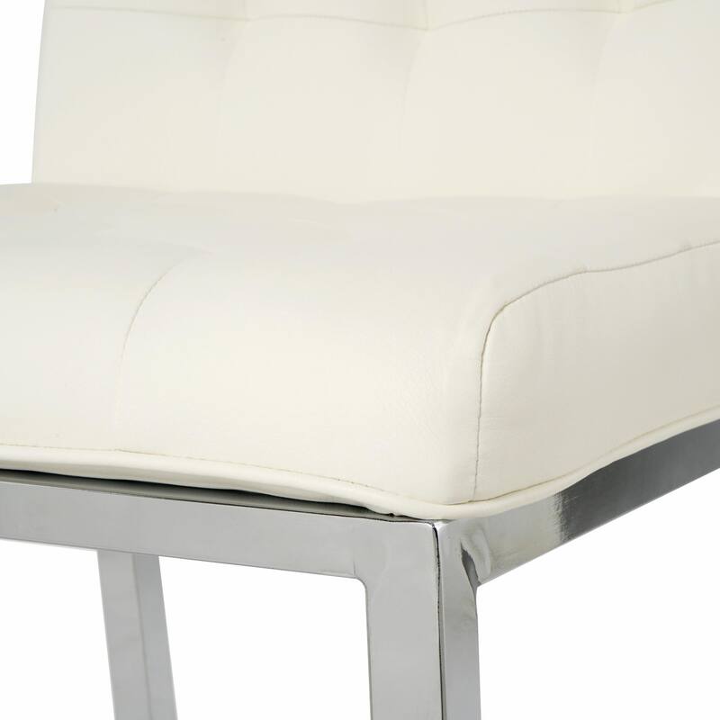 Modern High Stool with PU Seat and Metal Legs (Set of 2)