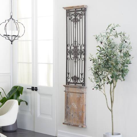 Brown Wood and Iron Metal Rustic Farmhouse Wall Decor 71 x 20 x 3 - Small
