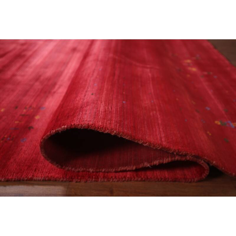 Tribal Red Gabbeh Indian Area Rug Handmade Silk Carpet - 7'10"x 9'8"