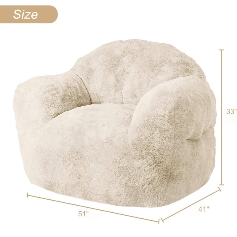 Extra Large Pre-Filled Beige Bean Bag Chair Sofa for Living Room Bedroom
