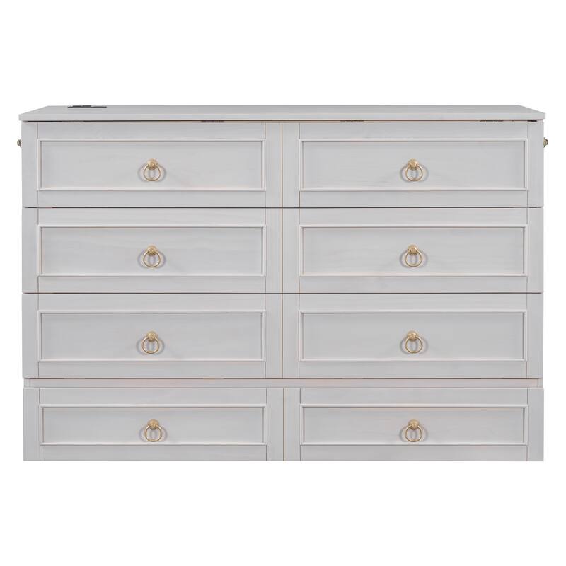 Queen Size Murphy Bed with Versatile Storage & Large Drawers