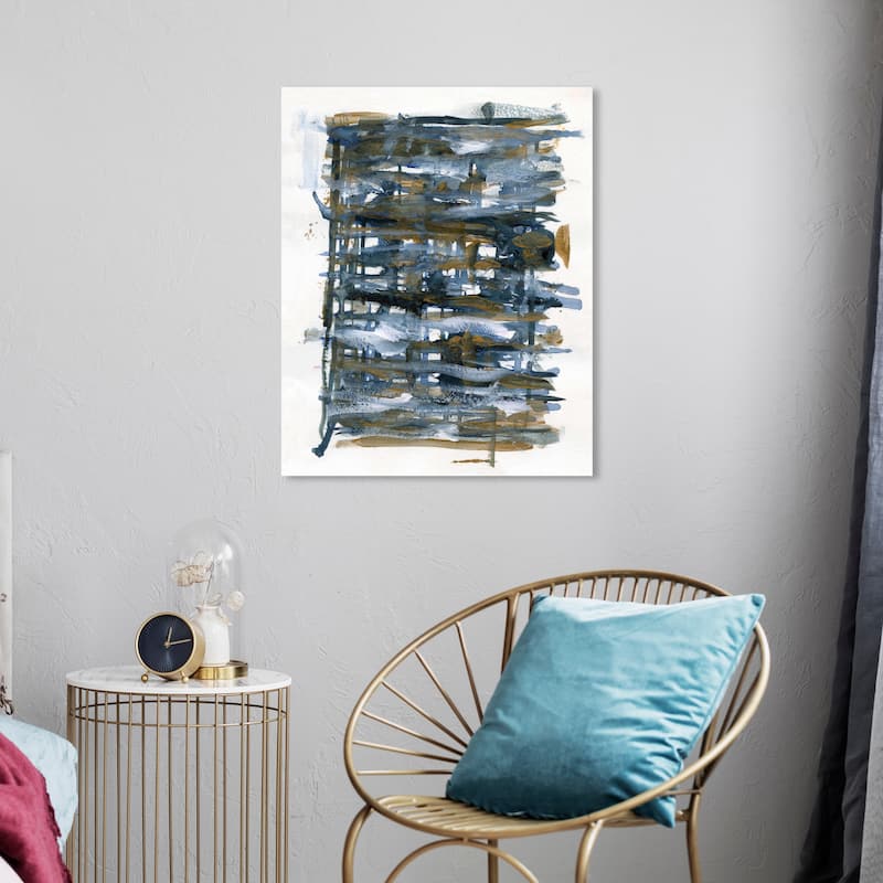 Wynwood Studio Abstract Nori II Blue and Dark Blue Modern & Contemporary Wall Art Canvas Print - 24 x 20