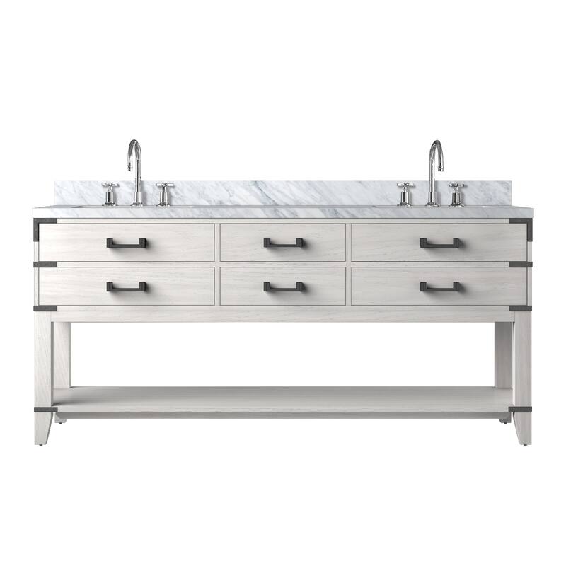 Norwalk Bath Vanity Carrara Marble Top, Sink and Faucet