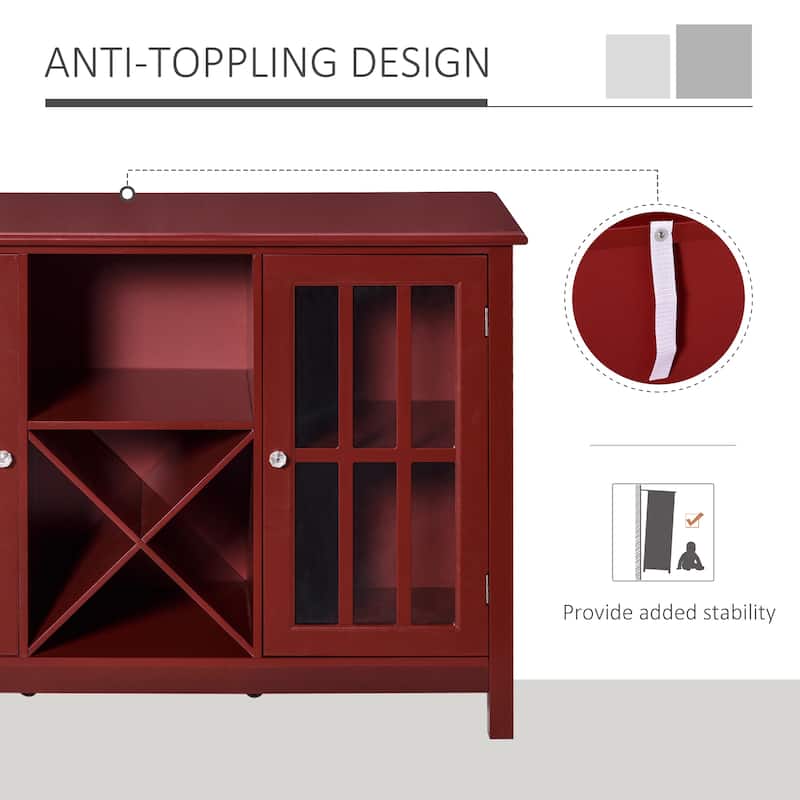 HOMCOM Serving Buffet Sideboard Cabinet with Open Storage, 12 Bottle Wine Rack, Framed Glass Doors and 2 Cabinets