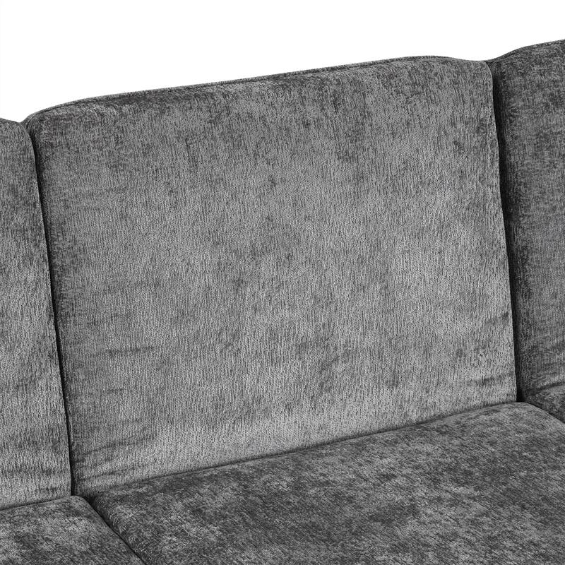 94.1" Chenille L-Shaped Futon Sofa with Adjustable Backrest & Reversible Chaise