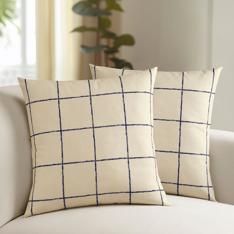 Exclusive Fabrics Printed Cotton Throw Pillow Covers 18 X 18 - Textured Decorative Pillow Covers (Set of 2)