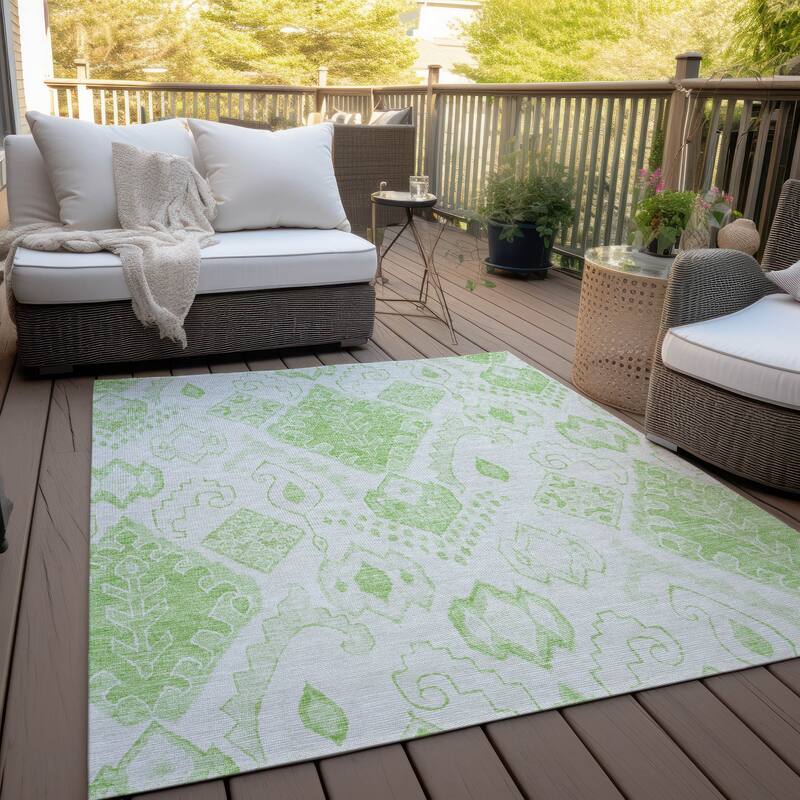 Machine Washable Indoor/ Outdoor Chantille Global Boho Rug - Aloe - 8' x 10'