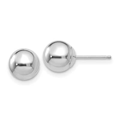 Curata 14k White Gold Polished 7mm Ball Post Earrings