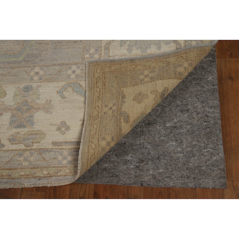 Vegetable Dye Oushak Turkish Area Rug Hand-Knotted Grey Wool Carpet - 9'2" x 12'4"