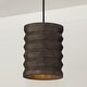preview thumbnail 2 of 1, 14" W x 18" H 1-Light Pendant in Matte Black and Handcrafted Mango Wood in Espresso Stain - 14"W x 17.75"H