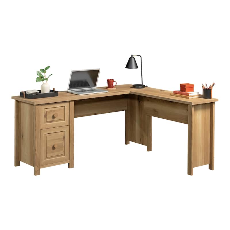 Wood L-Shaped Desk with 1-Inch Thick Surface, White Oak