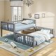 preview thumbnail 16 of 26, Twin Over Twin Floor Bunk Bed with Ladder, Solid Wood Bunk Bed Frame with Full-Length Guardrail, Detachable into 2 Separate Beds