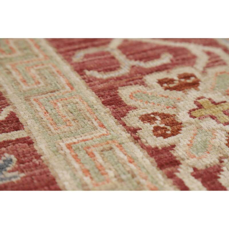 Hand Knotted Oriental 100% Wool Carpet Transitional All-Over Red Oushak Area Rug - 11' 11'' X 9' 4''