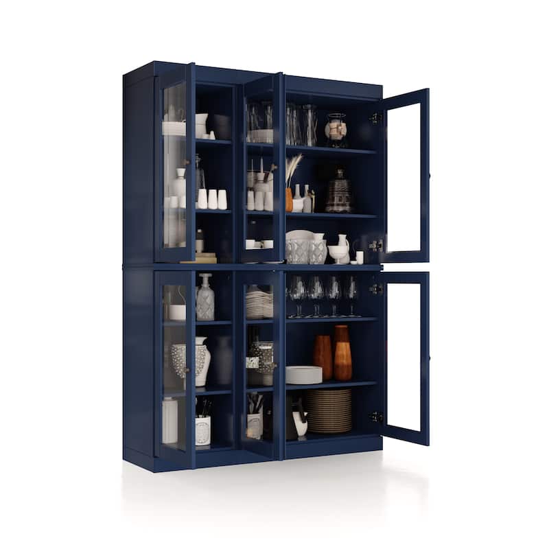 Palace Imports 100% Solid Wood 48.5" Pantry China Cabinet with Clear Glass Doors and Adjustable Shelves
