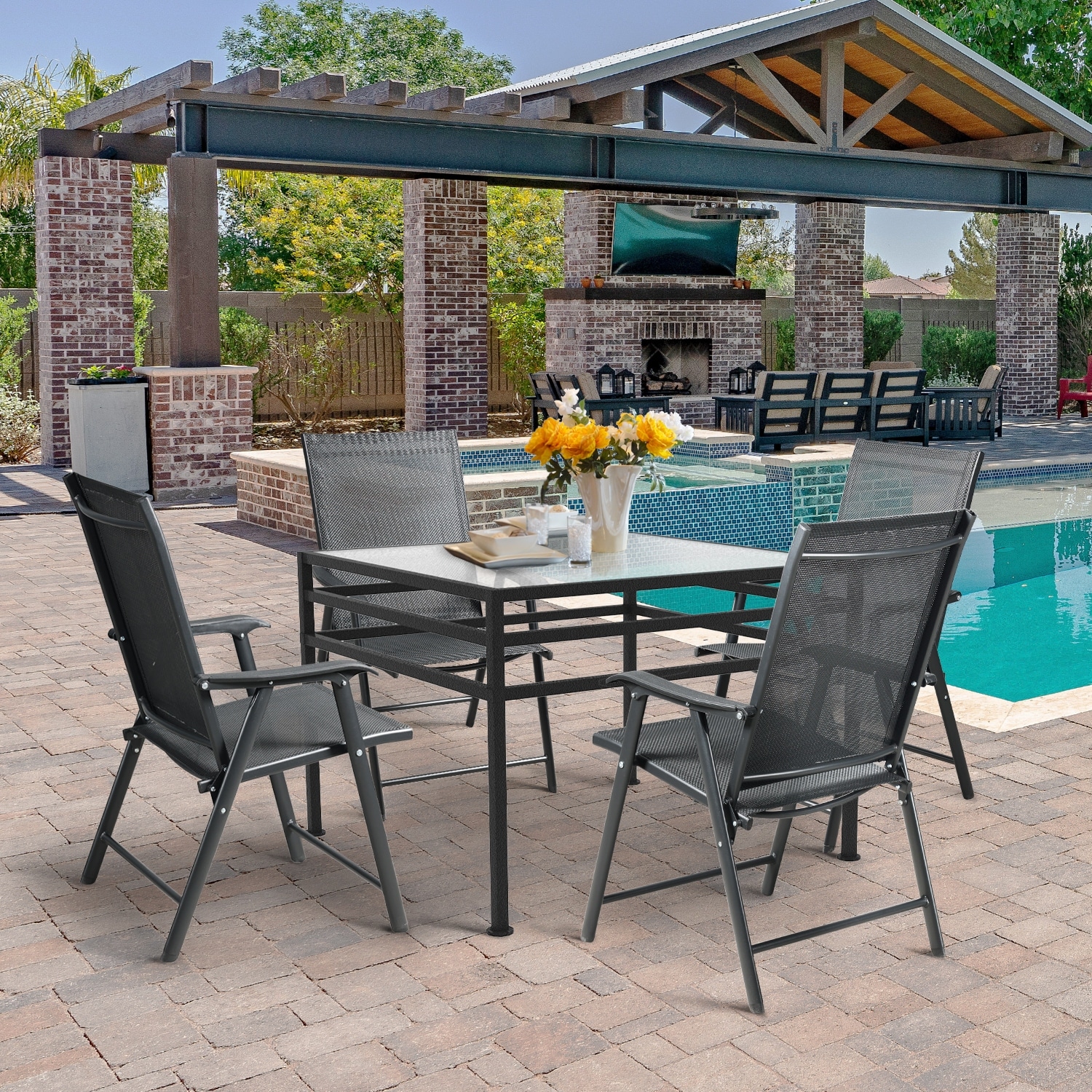 Folding patio chairs shop set of 4