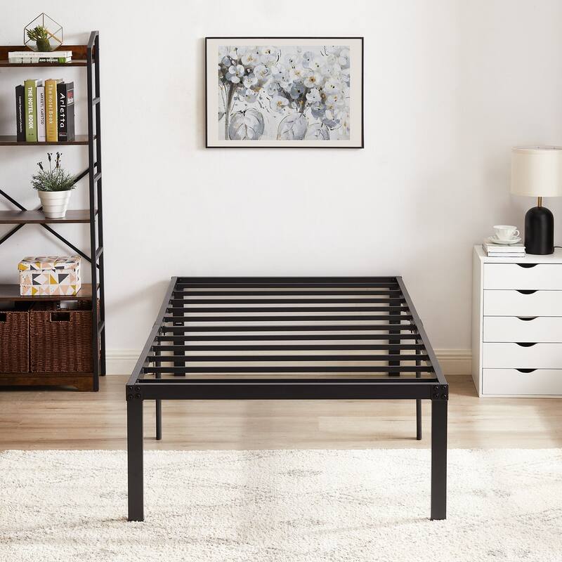Javlergo 14/16/18 Inch Metal Platform Bed Frame, Heavy Duty Slat Support /No Box Spring Needed