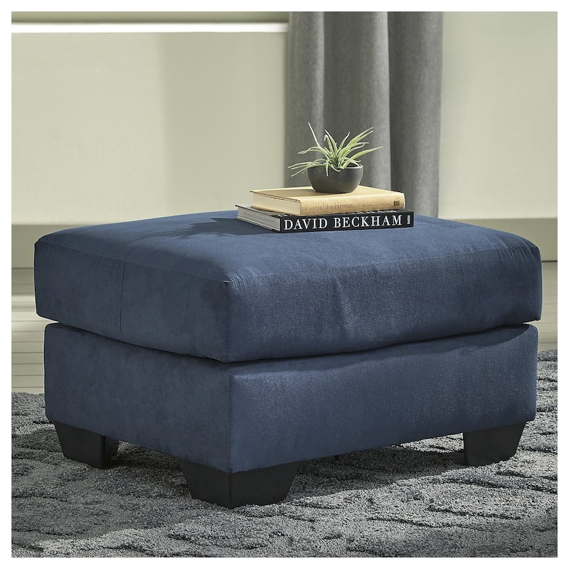 Darcy Contemporary Blue Ottoman - Blue - Large